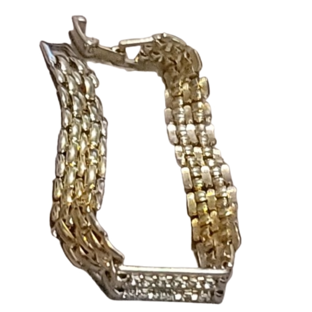 Elegant Gold-Tone Bracelet With Rhinestones - Picture 1 of 5